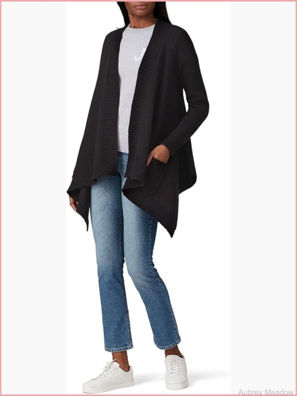 Pre-Loved Black Drape Cardigan Open Front Kaufman Franco Collective